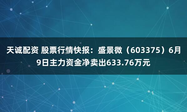 天诚配资 股票行情快报：盛景微（603375）6月9日主力资金净卖出633.76万元